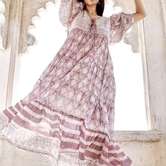 Daughters of India Dresses & Skirts - Daughters of India Cotton Jasmine Maxi Dress In Lavender